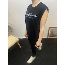 Kadın Bisiklet Yaka Regular Fit Californıa Baskılı Tişort Spr24atk342 Black
