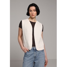 Colin's Colins Fashion Fit V Yaka Jakarlı Kadın Ekru Kolsuz Gömlek Cl1080023 Q1.v1 Ecr