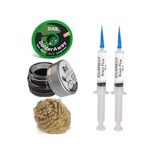 Havya Ucu Temizleme Kremi,süngeri, 2uul 2,0mm Lehim Emme Teli Krem Flux Yüzey Lehim Temizleme Seti06
