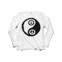 Yin Ying Yang Barış Simge Sembol Logosu Uzun Kollu Tişört (518431133)