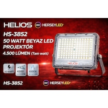 Helıos Hs-3852 50 Watt Beyaz Led Projektör 4.500 Lümen Tam Watt Beyaz Işık
