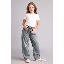Defacto %100 Pamuk Baggy Fıt Jean Pantolon Kız Çocuk H6075a826spnm28 Mavi-nm28