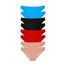 8 Adet Süper Eko Set Likralı Kadın Slip Külot Siyah Kırmızı Ten Mavi Çok Renkli