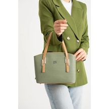 Just Polo Kadın 5 Bölmeli El Ve Omuz Çantası 234030pc Yeşil - Camel