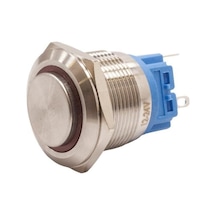 Motorobit 22B-G1-E 22Mm Çıkık Yaylı Işıklı Metal Buton - Kırmızı