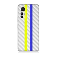 Xiaomi Mi 12 Lite 5g Uyumlu Sarı Lacivert Metal Motif Desenli Silikon Kılıf