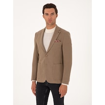 Cacharel Bej Slim Fit Yün Karışımlı Dokulu Ceket