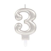3 Rakam Mum Gümüş Renk N702 1