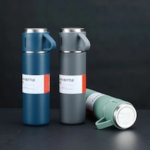 Paslanmaz Çelik Bardaklı Termos Seti 500 Ml Mavi
