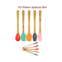 5'li Set Silikon Fırça Kazıyıcı Spatula Kesici Kaşık Silikon Spatula Seti Silikon Çok Renkli Diğer