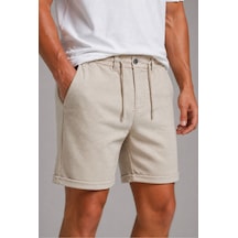Bürke Erkek Krem Renk Regular Fit Düz Duble Paça Beli Bağcıklı Cepli Basic Düz Şort Bürke Erkek Krem Renk Regular Fit Düz Duble Paça Beli Bağcıklı Cepli Basic Düz Şort