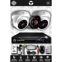 Turkno 3 Kameralı Galia 2 İç Kamera Set 320 GB HDD Full HD Gece Görüşlü Güvenlik Kamerası Sistemi