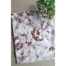 Bordo Çiçekli Ekmeklik - Askılı Büzgülü Keten Ekmek Torbası 50x40