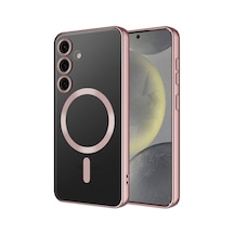 Galaxy Uyumlu S24 Plus Kılıf Kamera Korumalı Magsafe Wireless Şarj Özellikli Klfs Demre Kapak - Rose Gold Rose Gold