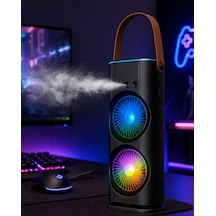 Hubrendy Tekno Rgb Işıklı Spreyli Masa Fanı Çift Motorlu Güçlü Üflemeli Taşınabilir Fan