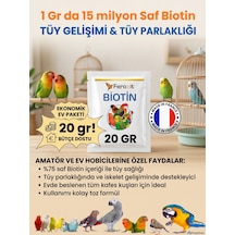 Biotin 20 Gr - Kafes Kuşları İçin Tüy Gelişimi Ve Parlaklığı Takviyesi, Saf Biotin Ev Tipi Ekonomik Paket