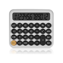 Mt21 Hesap Makinesi 12 Haneli Mekanik Tuşlu Büyük Lcd Ekranlı Eski Daktilo Tarzı Beyaz 124-Pembe