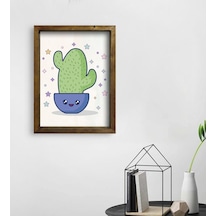 Bk Gift Kaktüs Tasarımlı Doğal Masif Ahşap Çerçeveli Tablo 45X65C (551120027)