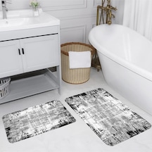 Rovigo Home Baskılı Kaymaz Taban 2 Li Banyo Paspas Takım Rvg5117-100X60-60X50 Çok Renkli