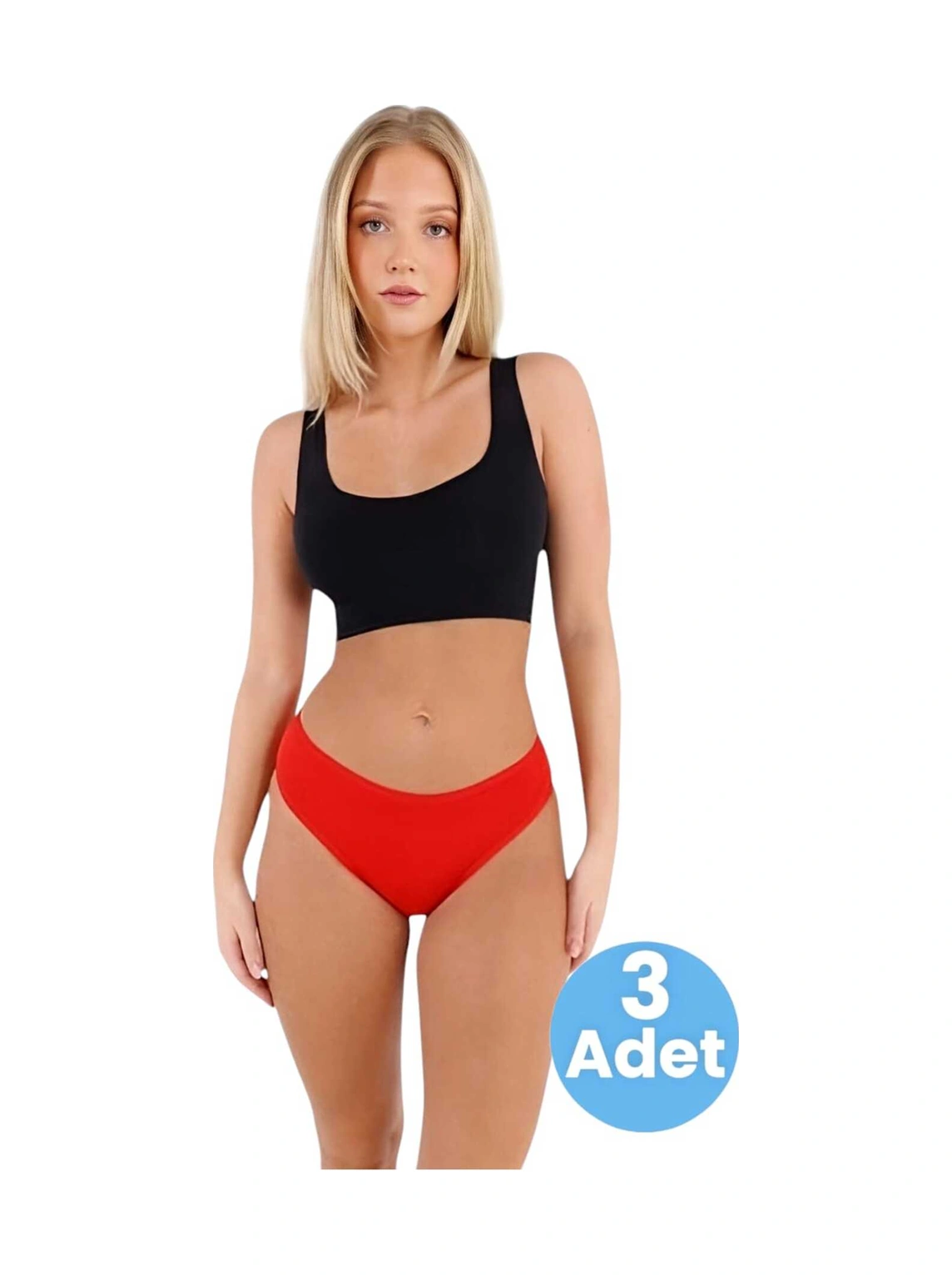 Tezzgelsin Kadın Pamuklu Penye Süprem Kumaş Bikini Külot Kadın Bikini Külot 3 Adet Kırmızı