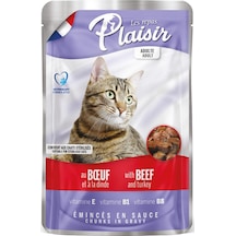 Plaisir Sığır Etli ve Hindili Pounch Yetişkin Yaş Kedi Maması 8 x 100 G