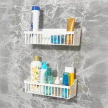 2'li Banyo Rafı 2 Askı Aparatlı - Ultra Güçlü Yapışkanlı Askılı Raf, Banyo Mutfak Dolap İçi Düzenleyici Or Çok Renkli