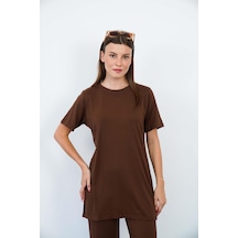 Penyebizden Soft Viskon Uzun Tunik-kahverengi