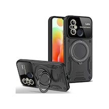 Newface Xiaomi Redmi 12c Kılıf Joy Lens Standlı Kapak - Siyah