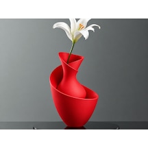 3d Baskı Bold Vazo - Akışkan Formlu Dekoratif Vazo-kırmızı Diğer