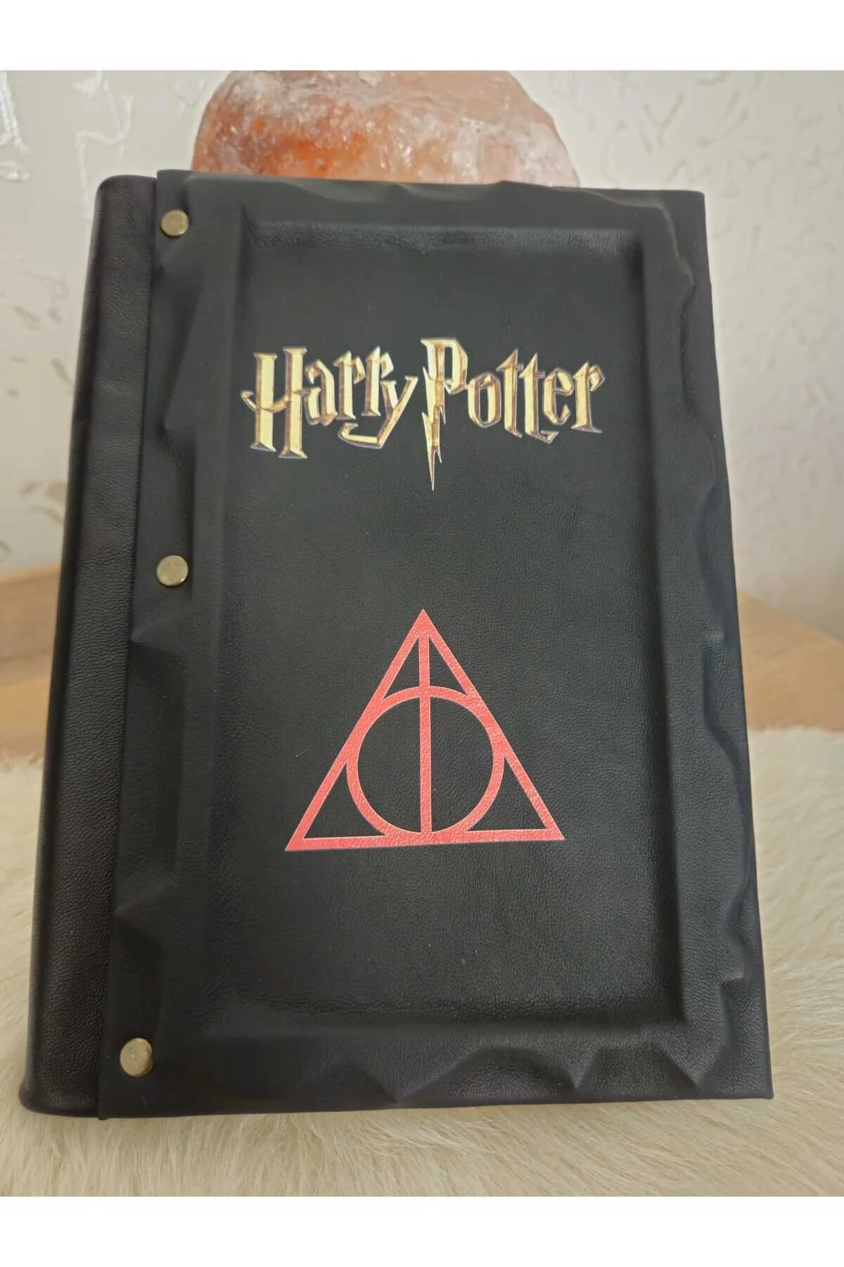 Hakiki Deri Harry Potter Baskılı Özel Dizayn El Yapımı Defter Siyah - Altın