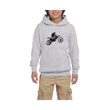 Zepplin Giyim Motokros Endurocross Gri Çocuk Kapşonlu Sweatshirt Gri