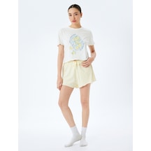 Koton Pamuklu Limon Baskılı Kısa Kollu Şortlu Örme Pijama Takımı Sarı Desenli 5slk40043mk Sarı Desenli Sarı