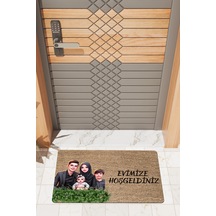 Rugmood Modern Dijtal Baskı Yeşillikli Aile Temalı Kapı Önü Paspası Çok Renkli