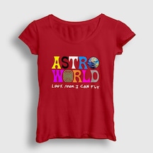 Presmono Kadın Astroworld V3 Travis Scott T-shirt Kırmızı