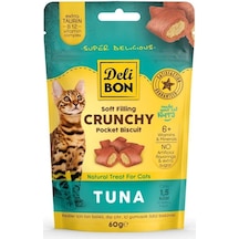 Delibon Crunchy İçi Dolgulu Bisküvi Tunalı Kedi Ödülü 60 G