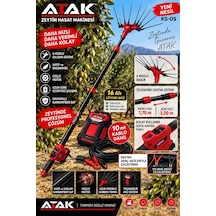 Profesyonel 16 Ah Lityum Akülü Zeytin Ve Meyve Hasat Makinesi - 1,70m-3,00m Teleskobik Karbon Sap