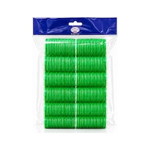 Profesyonel Cırtlı Bigudi 25 Mm 2,5 Cm 12'li Set - Yapışkanlı Saç Bigudisi Yeşil Küçük Boy