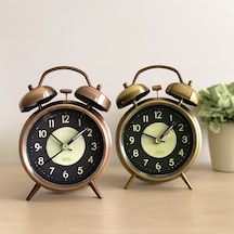 Yuvarlak Metal Çalar Saat 10 Cm - Pilli Işıklı Fosforlu Çr