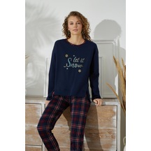 Kadın Uzun Kol Lacivert Pijama Takımı C1t5n2o91 001