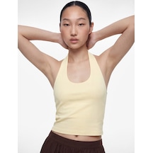 Koton Halter Yaka Kolsuz Pamuklu Crop Bluz Sarı 6sal30055ık