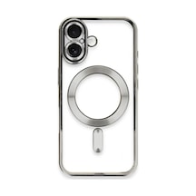 Newface Apple iPhone Uyumlu  16 Kılıf Kross Magneticsafe Kapak Gümüş