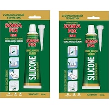 2 Adet 50 ml Beyaz Somafix Genel Amaçlı Tüp Silikon Yapıştırıcı Beyaz Beyaz