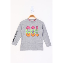 Toontoy Kids Toontoy Kız Çocuk Letis Go Baskılı Tişört Gri Melanj