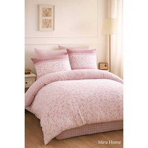Çift Kişilik Pamuklu Nevresim Takımı Romantic Pink Çiçekli 11