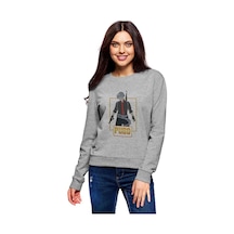 Pubg Man Baskılı Gri Kadın Sweatshirt