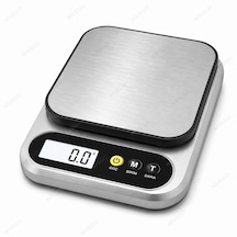 Nvg Dijital Mutfak Terazisi 10 Kg Yüksek Kapasite Hassas Ölçüm Gram Ons Ölçer 0,1g 1g Hassasiyet Tare Dara Fonksiyonlu Gümüş