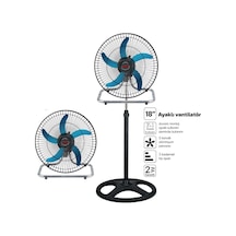 Sanayi Tipi Ayaklı Vantilatör - 5 Metal Kanatlı - 18 İnç 46 Cm