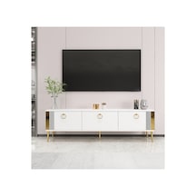 Terra 150 Cm Tv Ünitesi Tv Sehpası Beyaz-altın Beyaz