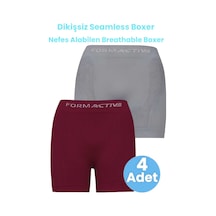 Uniquetrenders Erkek Dikişsiz/seamless Nefes Alabilen Boxer 4 Adet Gri - Bordo