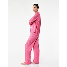 Koton Uzun Rahat Kalıp Kalpli Saten Pijama Altı Fuşya 6wlk50035mw Fuşya